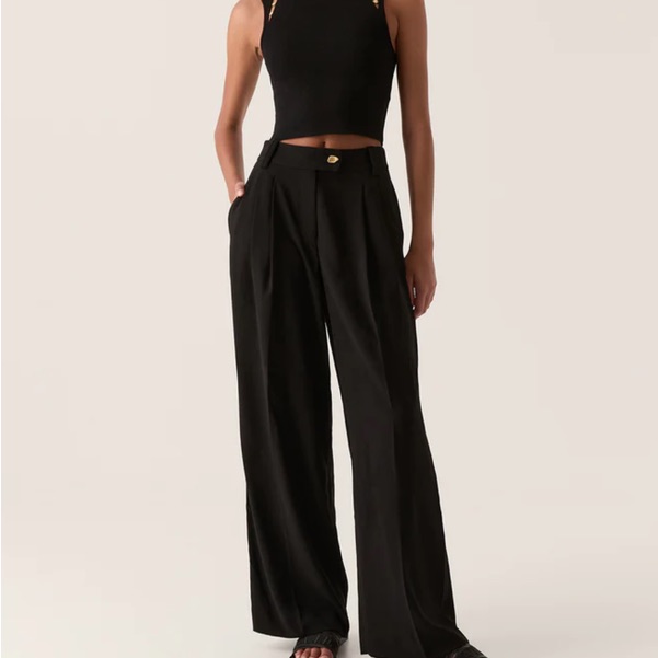 Aje Harlem Pleat Front Black Pants
